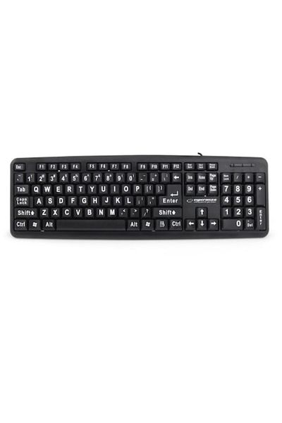Bibilel Standard Keyboard with Large Letters and Symbols, USB Interface, 1.45 m, Black, TCL-BBL4527
