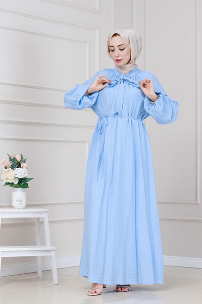 Sevitli Lara Dress with Lace Collar-Baby Blue