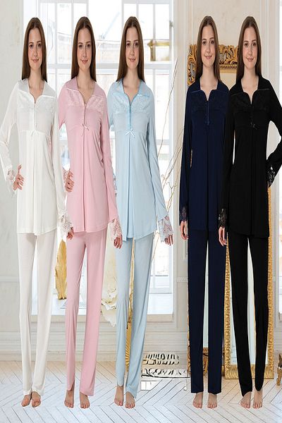 Puerpera Effortt Pregnant Maternity Lace Long Sleeve Pajama Set 4082