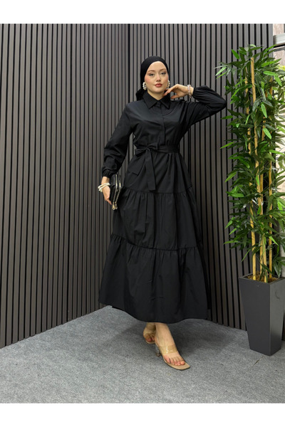 ENSA TESETTUR Naz Gömlek Elbise Siyah