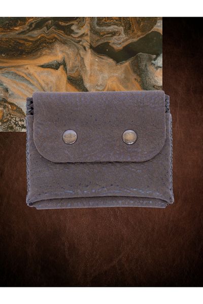 OLDSO Genuine Leather Snap Fastener Minimal Card Holder Wallet (Single Eye Keychain Gift)