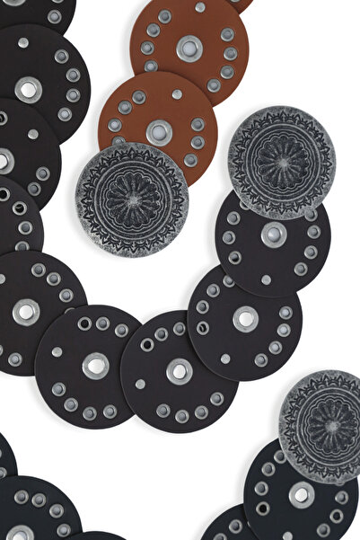 Sun Pieces Vegan Leather Vintage Round Cut Studded Bohemian Bitter Coffee Color Belt, Women's Belt