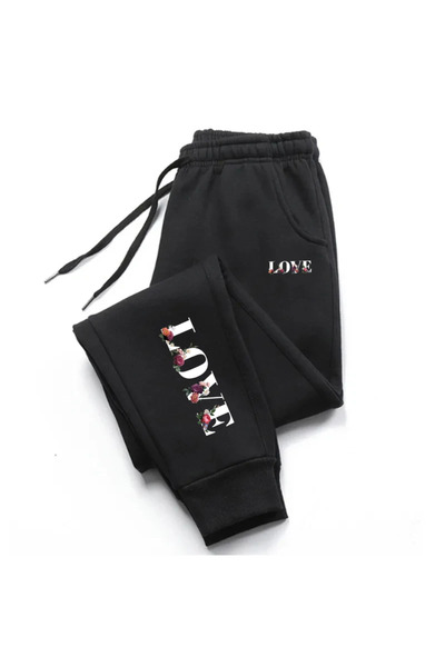 StartMore Black Love Love Printed Women's Unisex Sweatpants
