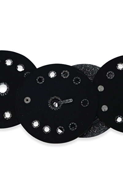 Sun Pieces Vegan Leather Vintage Round Cut Studded Bohemian Bitter Coffee Color Belt, Women's Belt