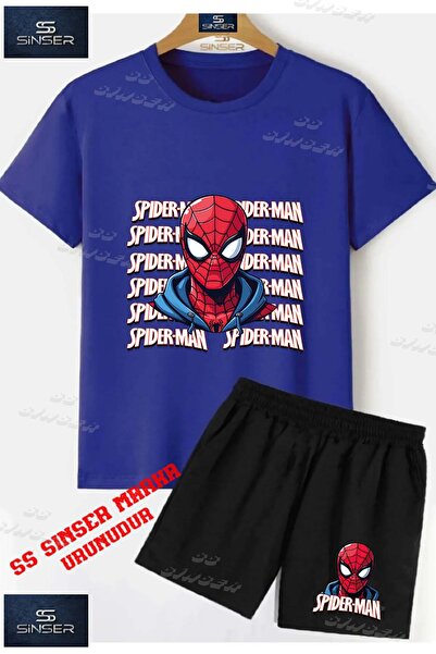 SS SİNSER Children's Unisex “Spdrmn Head in Writings“ Custom Printed Crew Nec...