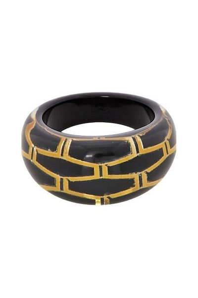 Calvin Klein Inel din rășină cu model de albină, negru/auriu, diametru 17,2 mm