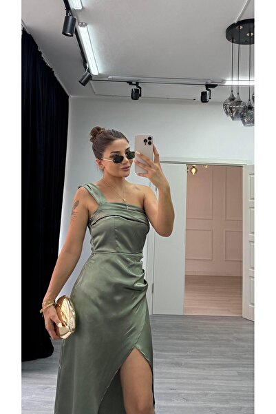 Daves Φόρεμα με έναν ώμο Drabeli Slit-Haki