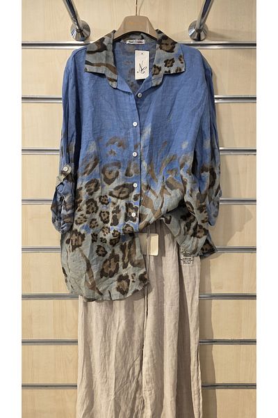 Park Moda Cămașă din in italian Tie Dye Leopard Pattern