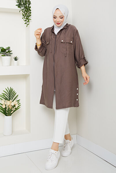 Pamuk Butik Women's Hooded Wear and Go Cap with Top Pocket