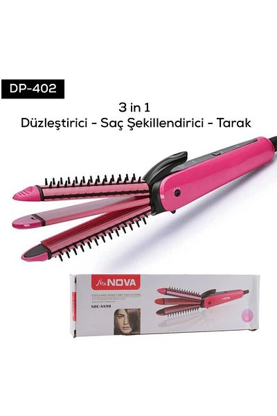 Tahtakale Dünyası Hair Styling Straightener Curler Three-In-One Suitable for All Hair Straightening