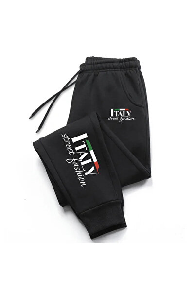 StartMore Black Italy Street Fashion Printed Women's Unisex Sweatpants