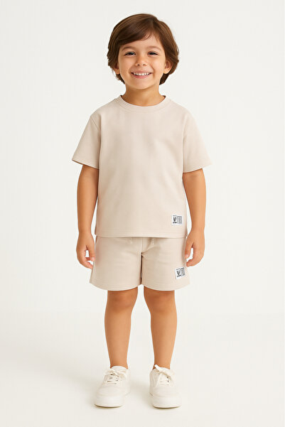 Victor and Jane Boys Cotton Interlock Tee & Shorts Set – Sand