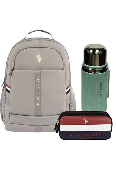 U.S. Polo Assn. School Backpack, Pencil Bag, Steel Flask 600 ml Premium Set