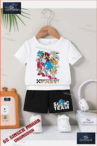 SS SİNSER Kids Unisex “Sonic Gotto Fast Coklu“ Custom Printed Crew Neck T-Shi...