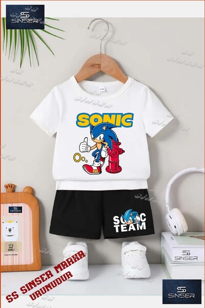 SS SİNSER Kids Unisex “Sonic Red Valve Reclined“ Custom Printed Crew Neck T-S...