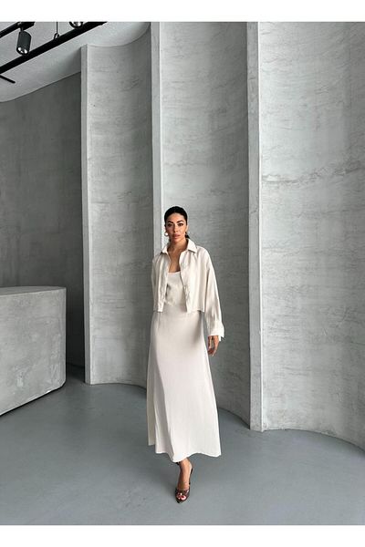 aytenli U-Neck Adjustable Rope Strap Flowy Maxi Length Dress Mid-Length Shirt Dress Shirt Double Modal Suit