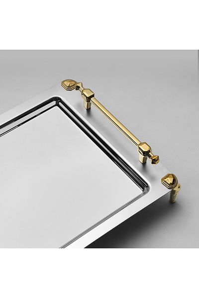 Nehir Verona Set of 2 Gold Satin Steel Trays with Legs