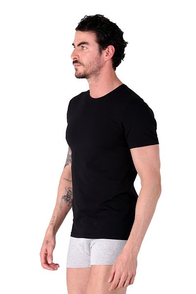 NORTH ICE 92% Cotton V-Neck Outdoor T-Shirt – Relaxed Fit, Antibacterial Fabric Black