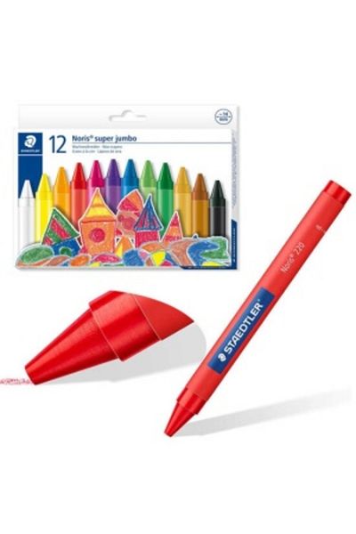 Jokomisiada Set of 12 Wax crayons, diameter 14 mm, Noris Super Jumbo