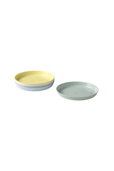 Bibilel Set 6 farfurii reutilizabile din plastic, fără BPA, pentru copii, culori pastelate, NON-TOXICE, Multicolore