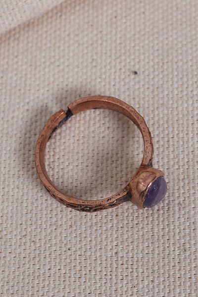 Süspüs Accessories Amethyst Stone Pure Copper Adjustable Ring (Natural Stone)