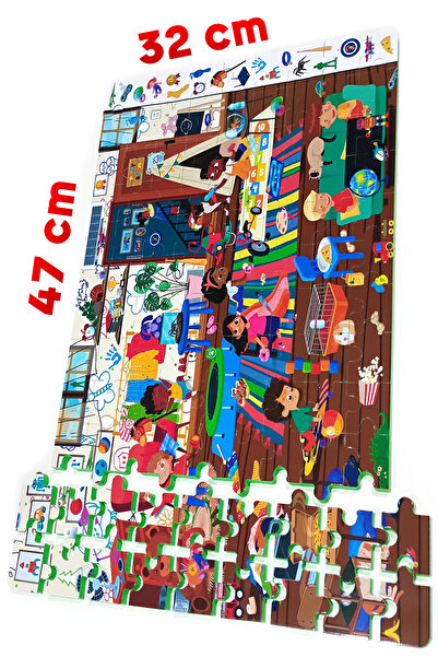 EVAKANCA 108 Parçalı Ara-Bul Kalın Çocuk Puzzle Yapboz Oyun Odası