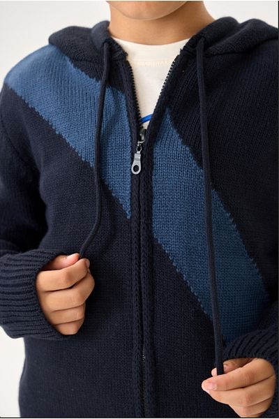 Nisrakids Boy's Zippered Knitwear Cardigan – Navy Blue / Long Sleeve