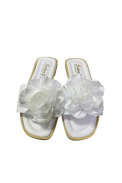 Rose Papuci de damă cu talpă subțire, cu flori