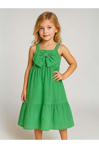 Zekids Κοριτσίστικο φόρεμα με λουράκι από βαμβακερό φιόγκο