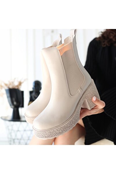 İkbuğ Shoes Μπότες με τακούνι Paigo Beige Skin