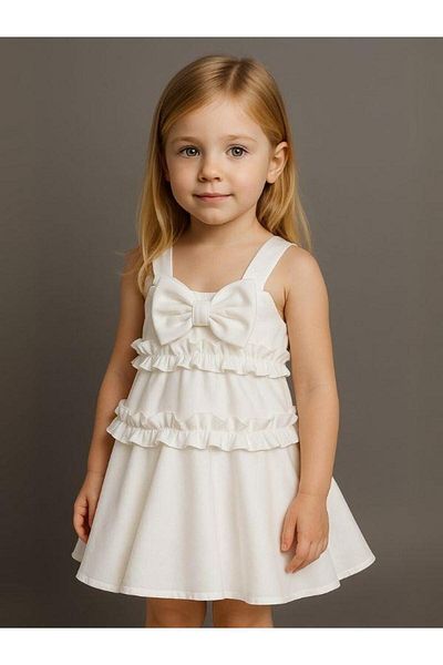 Zekids Girl's Strap Bow Dress