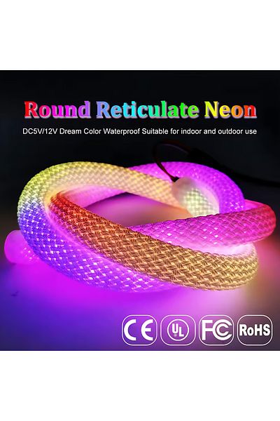 ETRONIK شريط LED نيون RGB بزاوية 360 درجة WS2812B WS2811، IP67، مرن وقابل للعنونة ومقاوم للماء IP67