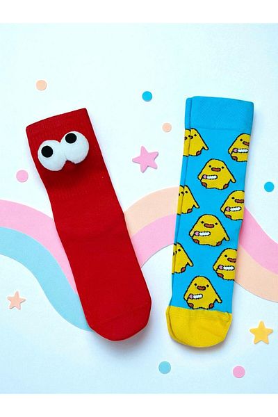 MODA Pack of 2 Chick and Red Wheel Eyed Socks
