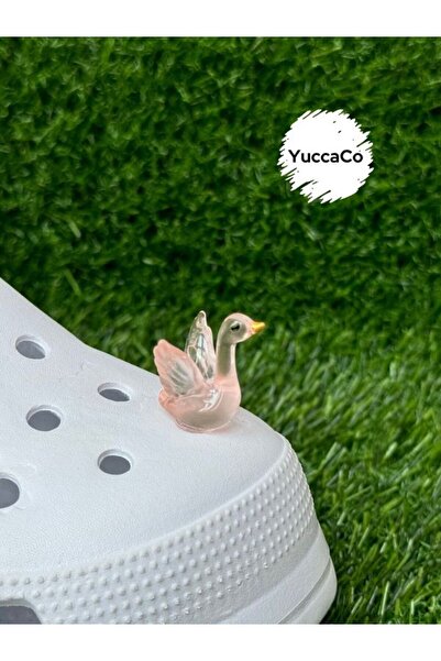 Crocs Karanlıkta Parlayan Kuğu Terlik Süsü/Üç Boyutlu Kuğulu Terlik Charmı/Jibbtiz