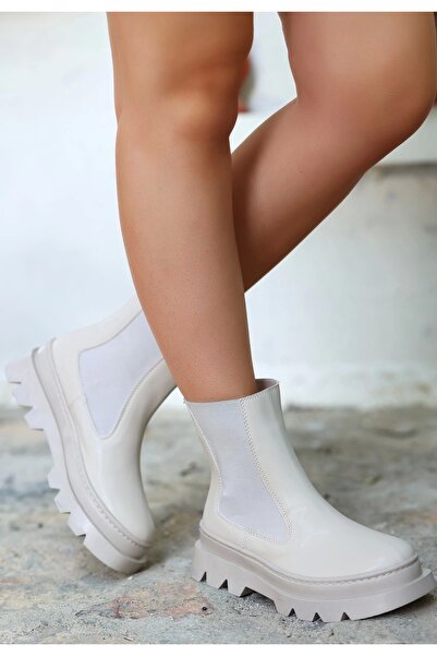 thebestnzm Μπλε μπεζ δερμάτινες μπότες