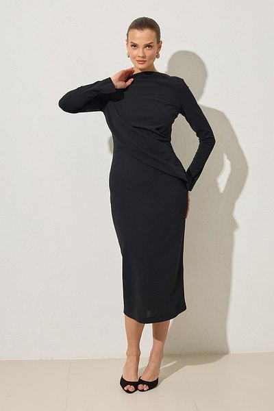 Setre Black Sleeveless Asymmetrical Look Long Dress