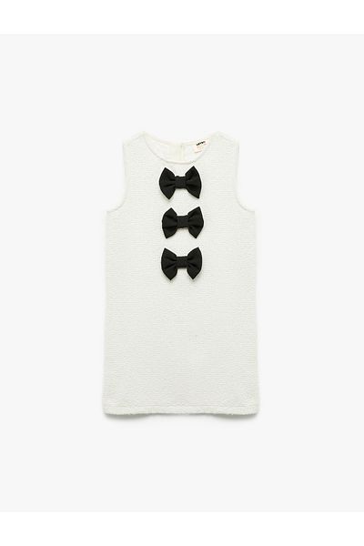 Koton Rochie din tweed, fără mâneci, cu decolteu, cu detaliu de fundă