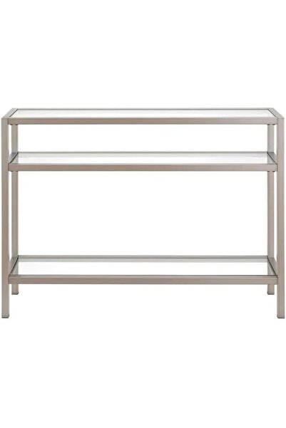 genric FFD Console Table for Living Room 105x25x75 Cm Metal Console Table with 3 Clear Glass Shelve