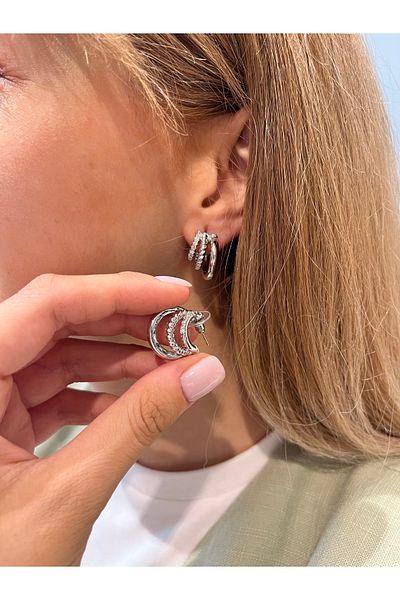 Accessories Hey Silver Color Sparkling Multiple Daily Use Stylish Women's Earrings