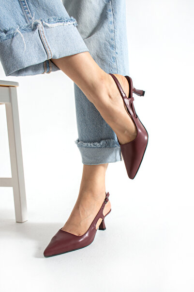 Cochines Women's Burgundy Pointed Toe Elegant Evening Dress Short Evening Dress Stiletto Heels