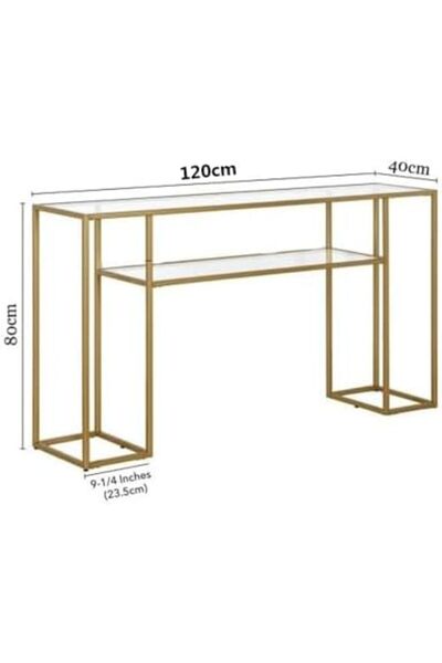 genric FFD Modern Glass Console Table – Minimalist Entryway Table with 2-Tier Storage, 120x40x80cm