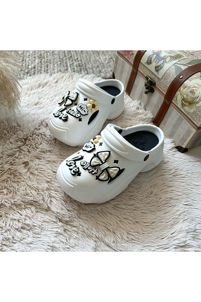 dehaine Papuci de dama casual stil Saboti, confortabili, albi, XF30
