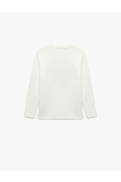 Koton Cotton Crew Neck Long Sleeve Printed T-Shirt