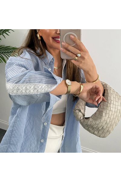 Lavanta Tekstil 4958 Lace Striped Shirt