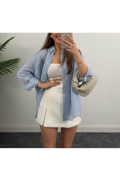 Lavanta Tekstil 4958 Lace Striped Shirt