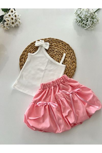 TREND NATURAL Girl's Bow Badi Balloon Skirt Set Pink Blue Yellow
