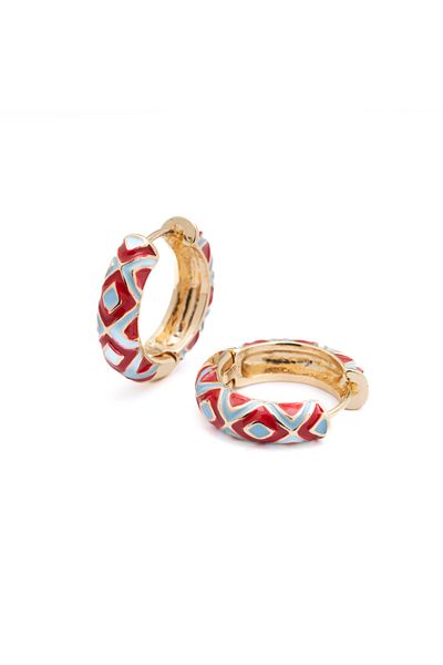Trend Republic Red Blue Steel Hoop Earrings