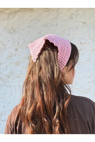 MELUSH Candy Pink Colored Mesh Model Handmade Knitted Bandana