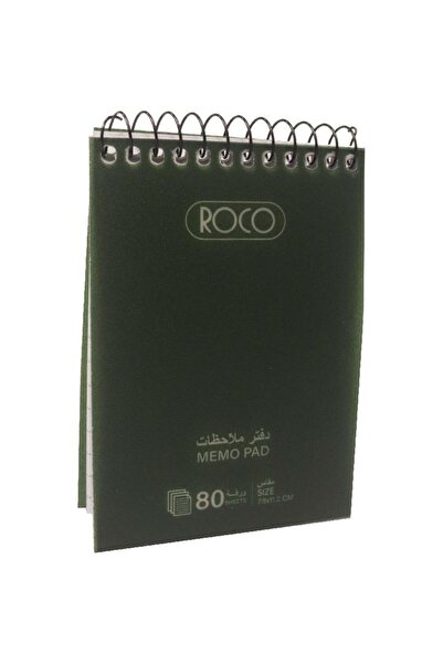 Roco دفتر ملاحظات، حجم الجيب، سادة، 7.9 × 11.2 سم، 160 صفحة (80 ورقة)، مسطر، أخضر