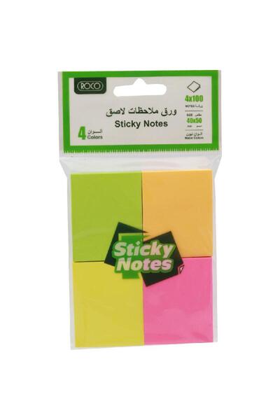 Roco Sticky Notes Assorted Pack, 40 X 50 mm, 400 Notes, Assorted Neon Color